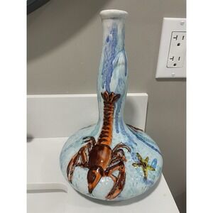Vintage MCM SAM Italy Republic Of San Marino 3D Lobster‎ Sea Life Pottery Vase